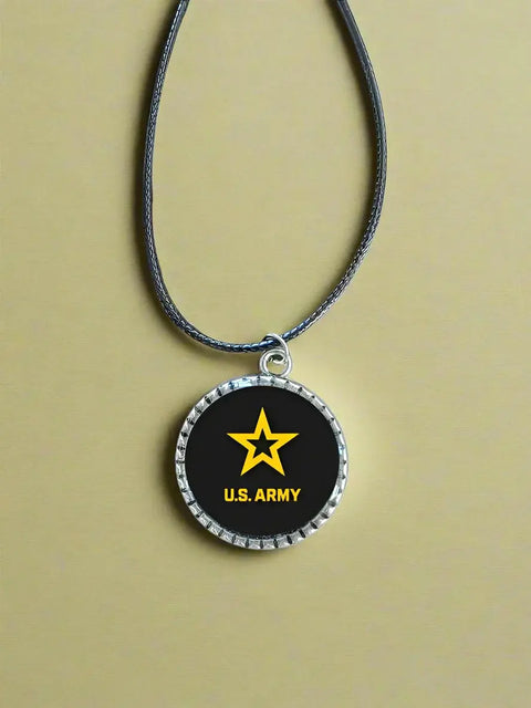 Officially Licensed Military Logo Pendant Necklaces – Army Navy Space Force Marines Gifts | Made in USA | Durable Black Cording Michelle Marie Boutique  Necklace