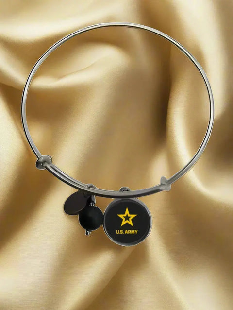 Officially Licensed US Army Stainless Steel Bangle Bracelet – Adjustable 7-8 Inch Wrist | Made in USA and Gift Boxed Michelle Marie Boutique  Bracelet