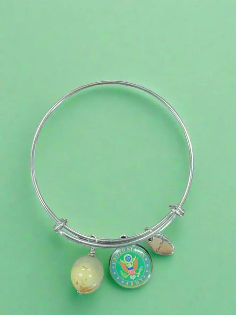 Officially Licensed US Army Stainless Steel Bangle Bracelet – Adjustable 7-8 Inch Wrist | Made in USA and Gift Boxed Michelle Marie Boutique  Bracelet