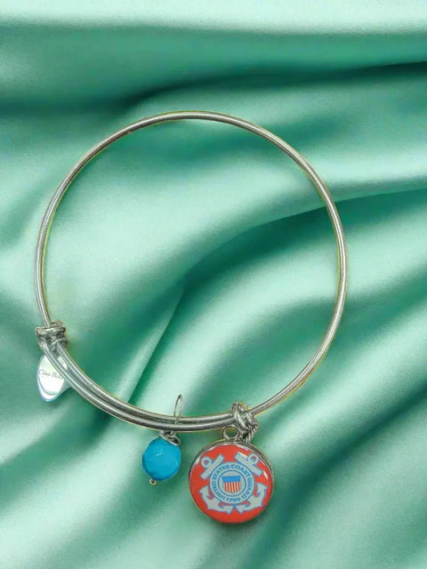 Officially Licensed US Coast Guard Bangle Bracelet – Stainless Steel One Size Fits Most 7-8 Inch Wrists | Made in USA | Gift Boxed Michelle Marie Boutique  Bracelet