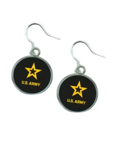 Officially Licensed United States Army Emblem Drop Earrings – Sterling Silver Hooks – Made in USA Military Jewelry Gift Michelle Marie Boutique  Earrings