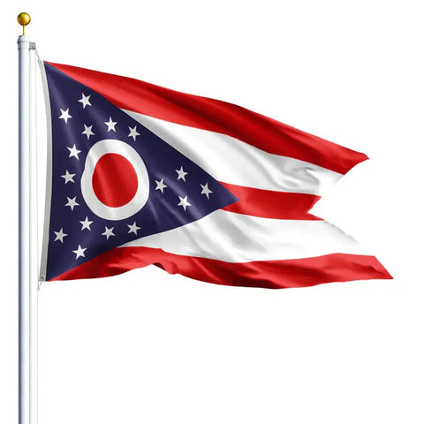 Ohio State Flag – UV-Resistant Outdoor Nylon Banner | Durable Patriotic Decor Made in USA Freedom Flag and Pole 