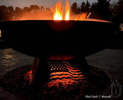 Liberty Stars and Stripes Fire Pit – Patriotic Outdoor Steel Fire Pit | Made in USA Ohio Flame  Fire Pits