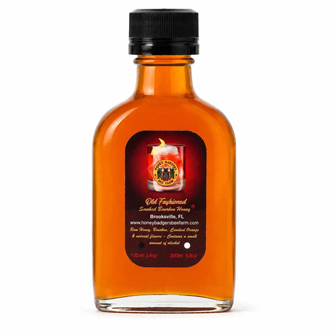 Old Fashioned Smoked Bourbon Honey 6.8oz – Raw Natural Sweetener with Bourbon Infusion | Made in USA Honey Badgers Bee Farm  Honey