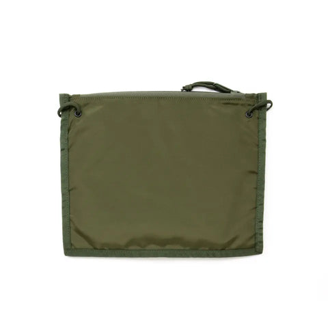The MIS 2 Way Pouch - Olive Drab is a flat, rectangular packcloth nylon pouch with two black grommets on the top corners and a water-resistant zipper along the top edge.