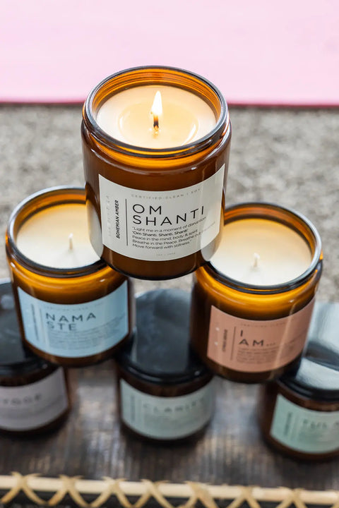 Om Shanti Amber Soy Candle – Bohemian Scent for Calm & Meditation | USA-Made Clean Burn by Shanti + Tula Shanti + Tula  Home Decor
