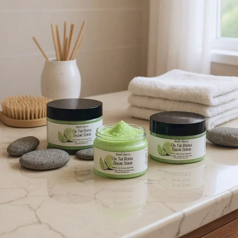 On The Rocks Exfoliating Sugar Scrub 5.9 oz – Natural Lime & Orange Blend | Made in USA Bath Additive Bath Bums  Sugar Scrubs