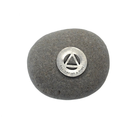One Day at a Time Meditation Stone – Natural River Rock Mindfulness Gift | Recovery Support Made in USA Whitney Howard Designs  Meditation Stones