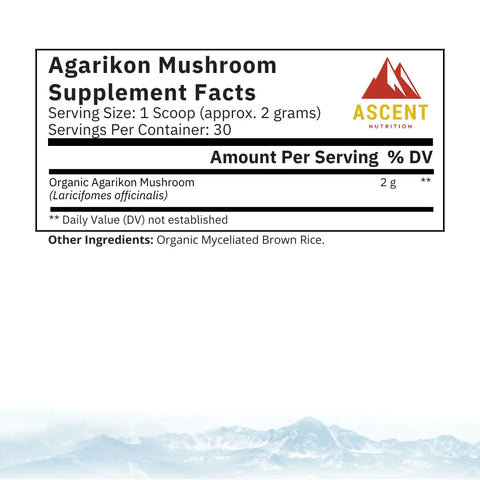 Organic Agarikon Mushroom Mycelium Powder 60g – Respiratory Support Supplement | Made in USA Ascent Nutrition  simple