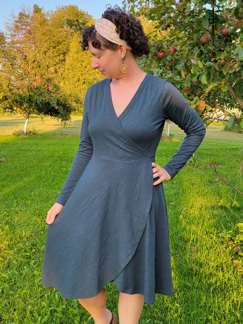 Organic American Made Cotton - Slub Wrap Dress Adventure Clothes Company  Womens