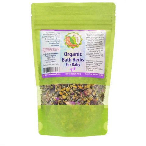 Organic Baby Bath Herbs Blend 2 oz – Gentle Skin Soothing Herbal Bath | Made in USA Taspen's Organics  Bath and Body (10)