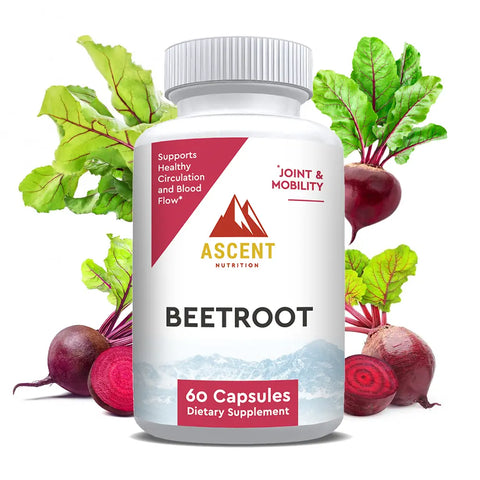 Organic Beetroot Capsules 1300 mg – 60 Count Dietary Supplement for Cardiovascular Support | Made in USA Ascent Nutrition  simple