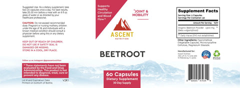 Organic Beetroot Capsules 1300 mg – 60 Count Dietary Supplement for Cardiovascular Support | Made in USA Ascent Nutrition  simple