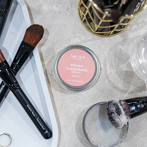 Organic Brush Cleansing Balm 2oz – Sulfate-Free Cosmetic Tool Cleaner with Coconut and Castor Oils | Made in USA Taylor Made Organics  makeup tools
