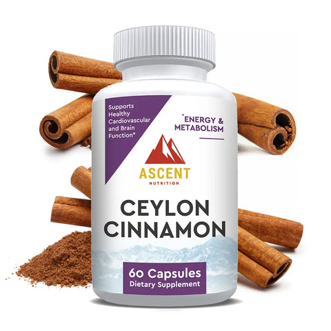 Organic Ceylon Cinnamon 60 Capsules 1200 mg – Brain Support and Blood Sugar Health – Ascent Nutrition | Made in USA Ascent Nutrition  simple