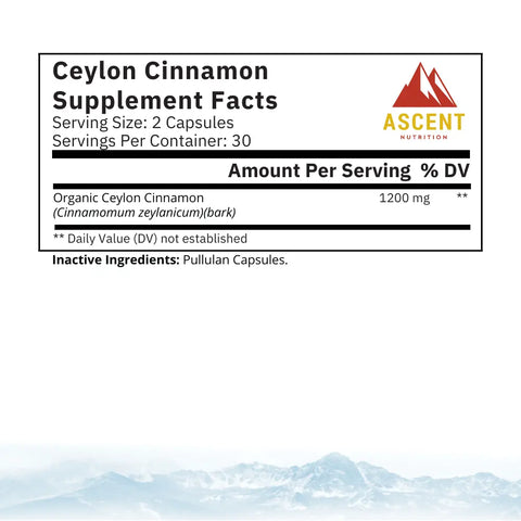 Organic Ceylon Cinnamon, 60 Capsules, 1200 Mg AscentNutrition  simple