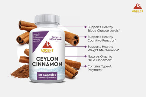 Organic Ceylon Cinnamon, 60 Capsules, 1200 Mg AscentNutrition  simple