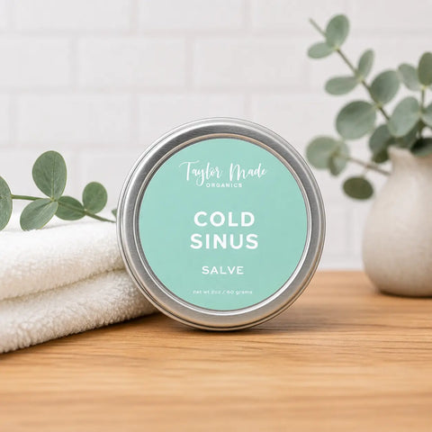 Organic Cold and Sinus Relief Salve 2oz – Peppermint Eucalyptus Blend for Respiratory Care | Made in USA Taylor Made Organics  therapeutic salve