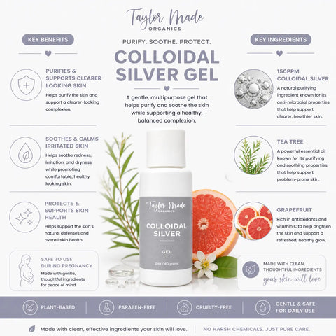 Organic Colloidal Silver Gel 2 oz – Acne Treatment with 150 ppm Antibacterial Power | Made in USA Taylor Made Organics  therapeutic cream