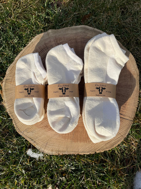 Organic Cotton Ankle Socks 3-Pack – Undyed Soft Fabric Toxin-Free | Made in USA Rowe Naturals  Organic Cotton Clothing
