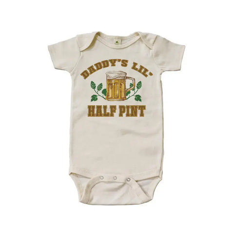 Organic Cotton Baby Bodysuit – Daddy’s Lil Half Pint Graphic | Made in USA Spiritex | Sustainable Apparel  Graphic Snappies