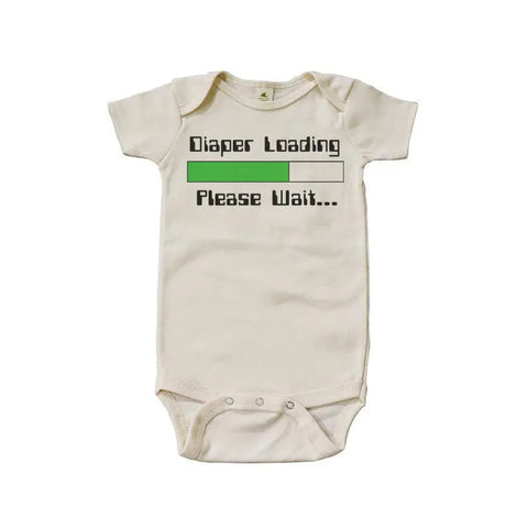 Organic Cotton Baby Bodysuit – Diaper Loading Graphic Snappie | Made in USA Spiritex | Sustainable Apparel  Graphic Snappies