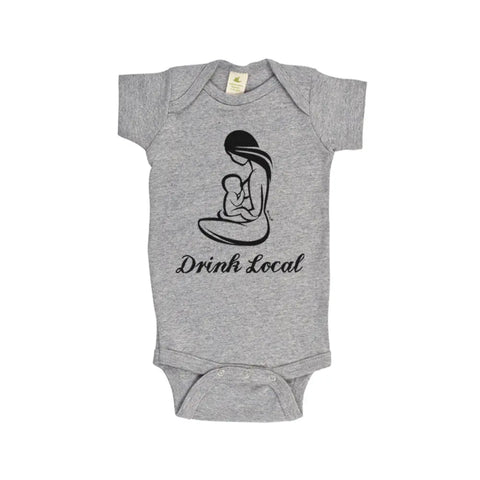 Organic Cotton Baby Bodysuit – Drink Local Graphic Onesie | Made in USA Spiritex | Sustainable Apparel  Graphic Snappies