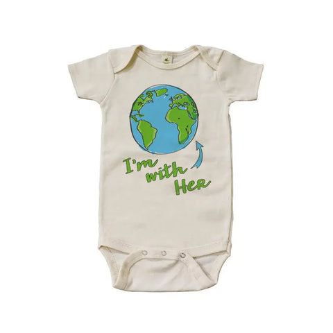 Organic Cotton Baby Bodysuit – I'm With Her Graphic One-Piece | Made in USA Spiritex | Sustainable Apparel  Graphic Snappies