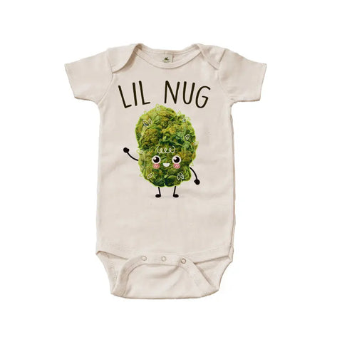 Organic Cotton Baby Bodysuit – Lil Nug Graphic Print | Made in USA Spiritex | Sustainable Apparel  Graphic Snappies