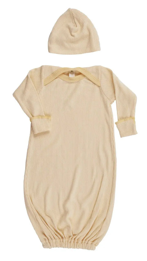 Organic Cotton Bamboo Baby Sleepwear Set – Soft Newborn Gown And Hat | Made in USA Spiritex | Sustainable Apparel  Long Sleeve Snappie