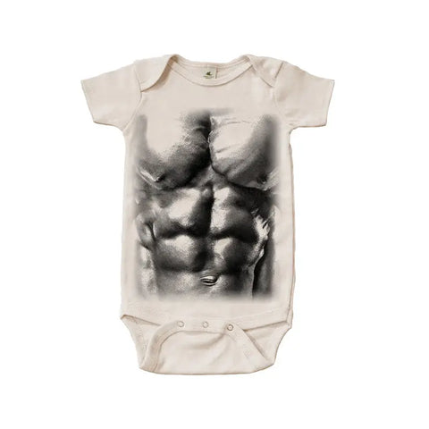 Organic Cotton Buff Baby Graphic Bodysuit – Soft Short Sleeve Infant Romper | Made in USA Spiritex | Sustainable Apparel  Graphic Snappies