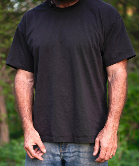 Organic Cotton Crew Neck T-Shirt 100% Sustainable Fabric – Black Loose Fit | Made in USA by Rowe Naturals Rowe Naturals  Organic Cotton Clothing
