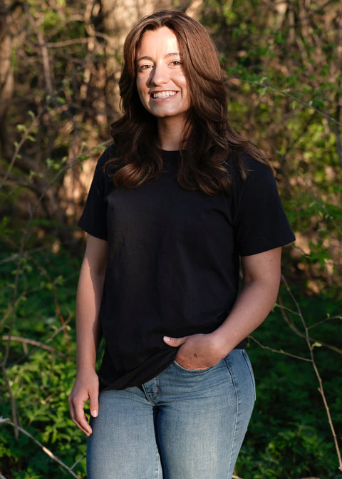 Organic Cotton Crew Neck T-Shirt 100% Sustainable Fabric – Black Loose Fit | Made in USA by Rowe Naturals Rowe Naturals  Organic Cotton Clothing