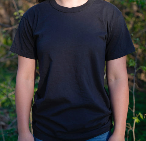 Organic Cotton Crew Neck T-Shirt 100% Sustainable Fabric – Black Loose Fit | Made in USA by Rowe Naturals Rowe Naturals  Organic Cotton Clothing