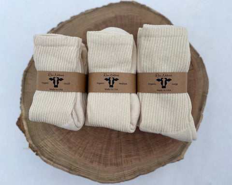 Organic Cotton Crew Socks - 3 Pack Rowe Naturals  Organic Cotton Clothing