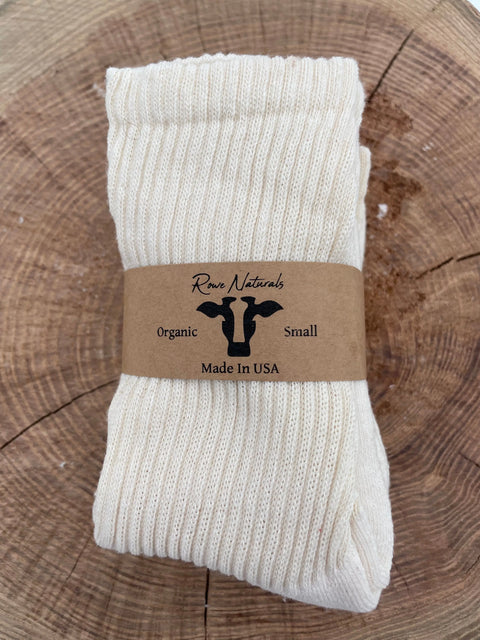 Organic Cotton Crew Socks 3 Pack – Undyed Breathable Socks for Sensitive Skin | Made in USA by Rowe Naturals Rowe Naturals  Organic Cotton Clothing