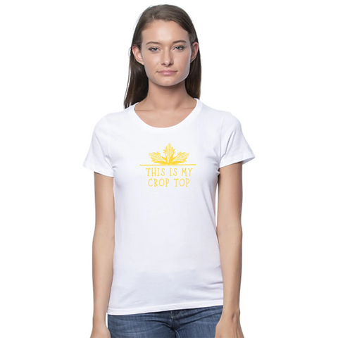 Organic Cotton Crop Tee – Unisex Stretch Vinyl Design | Made in USA Suede Kloth 