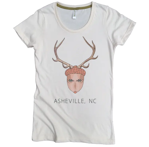 Organic Cotton Fitted Deer Graphic Tee – Eco-Friendly Women’s Shirt | Made in USA Spiritex | Sustainable Apparel  Women's Graphic Tees