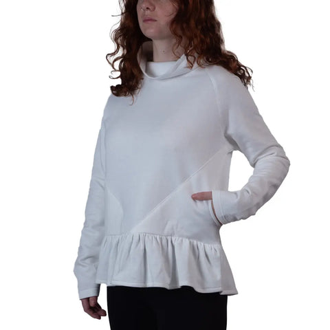Organic Cotton French Terry Sweatshirt – Cozy Turtleneck Ruffle Hem | Made in USA Spiritex | Sustainable Apparel  Women's Sweatshirts