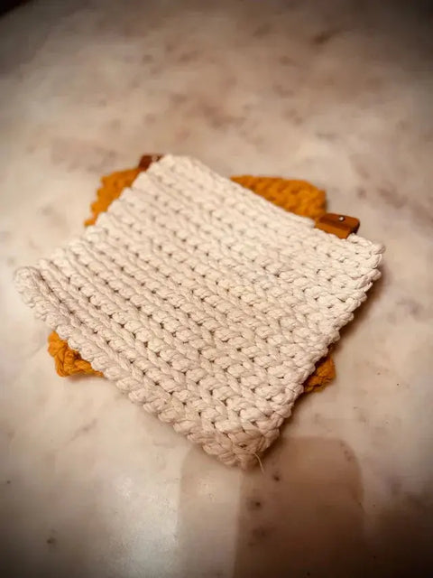 Organic Cotton Heat Resistant Trivet and Potholder Set – Handcrafted Kitchen Essential | Made in USA Suede Kloth 