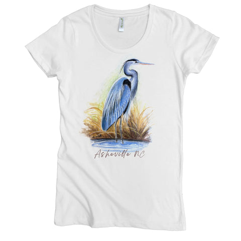 Organic Cotton Heron Graphic Tee For Women – Made In USA – Asheville NC Design Spiritex | Sustainable Apparel  Women's Graphic Tees