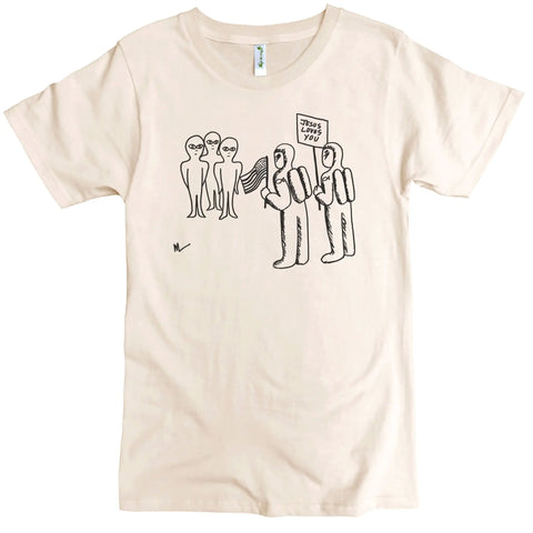 Organic Cotton Jesus Loves You Graphic Tee – Soft Crewneck Shirt | Made in USA Spiritex | Sustainable Apparel  Men's Graphic Tees