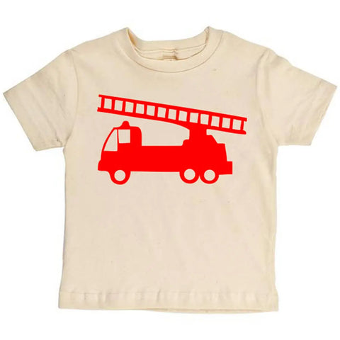 Organic Cotton Kids Firetruck Tee – Soft Breathable Shirt | Made in USA Spiritex | Sustainable Apparel  Graphic Youth Tees