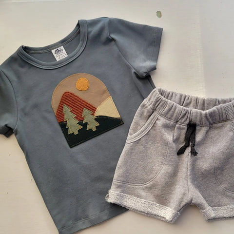 Organic Cotton Kids Mountain Embroidered T-Shirt – Breathable Crew Neck Tee | Made in USA Adventure Clothes Company  Baby and Toddler
