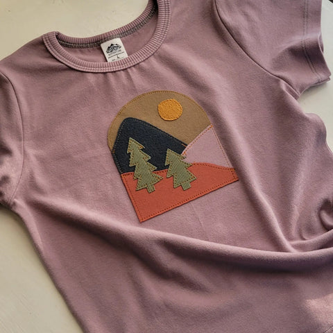 Organic Cotton Kids Mountain Embroidered T-Shirt – Breathable Crew Neck Tee | Made in USA Adventure Clothes Company  Baby and Toddler