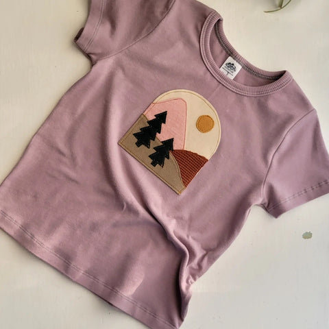 Organic Cotton Kids Mountain Embroidered T-Shirt – Breathable Crew Neck Tee | Made in USA Adventure Clothes Company  Baby and Toddler