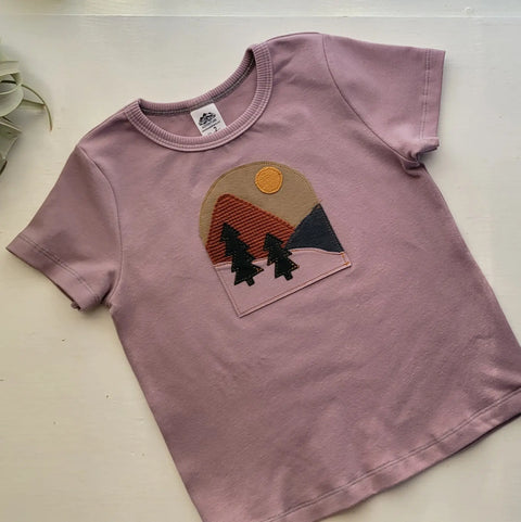 Organic Cotton Kids Mountain Embroidered T-Shirt – Breathable Crew Neck Tee | Made in USA Adventure Clothes Company  Baby and Toddler