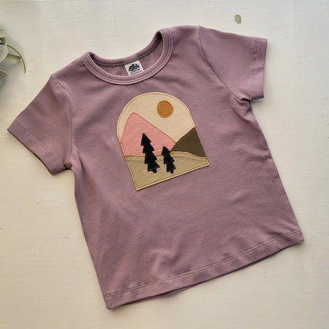 Organic Cotton Kids Mountain Embroidered T-Shirt – Breathable Crew Neck Tee | Made in USA Adventure Clothes Company  Baby and Toddler