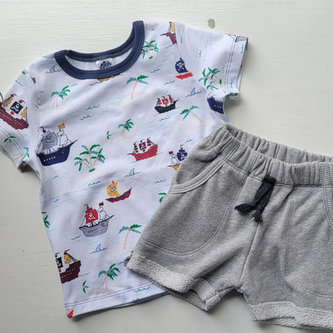 Organic Cotton Kids Pirate Theme T-Shirt – Durable Crew Neck Tee | Made in USA with American Fabric Adventure Clothes Company  Baby and Toddler