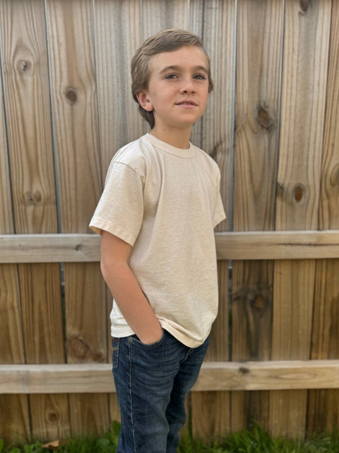 Organic Cotton Kids T-Shirt 100% Natural Fabric Undyed Crew Neck Tee – Soft Comfort | Made in USA Rowe Naturals  Organic Cotton Clothing
